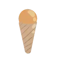 a brown ice cream cone with an orange scoop on top