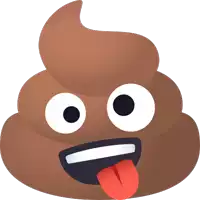 a cartoon illustration of a pile of poop with its tongue out