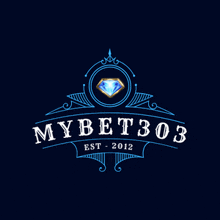 a logo that says mybet303 with a diamond in the center