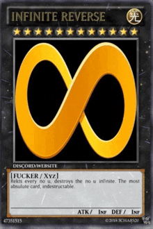 a card that says infinite reverse on the top