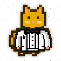 a pixel art of a cat holding a piano keyboard with the word jbl written below it