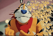 a cartoon of tony the tiger eating cereal