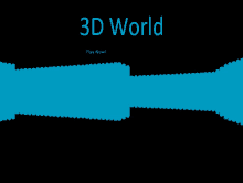 a black background with blue lines and the words 3d world