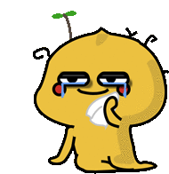 a cartoon character with a plant growing out of his head is crying and holding a napkin .