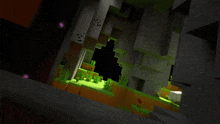 a video game scene with a green light coming out of a hole in the ground