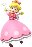 a cartoon character with a pink dress and a crown on her head