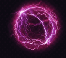 a purple lightning bolt in the shape of a circle on a dark background .