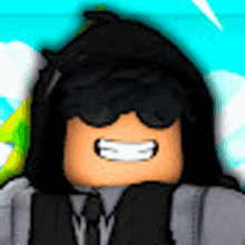 a close up of a roblox character wearing sunglasses and a hoodie .