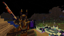 a screenshot of a minecraft game shows a giant monster holding a sword