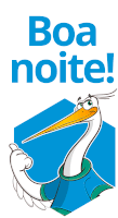 a cartoon stork giving a thumbs up in front of a sign that says " boa noite "