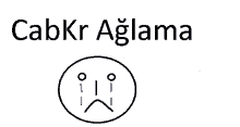 a drawing of a sad face with tears coming out of it under the words cabkr aglama