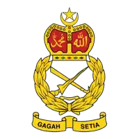 a badge with a crown and crossed swords and the words gagah setia