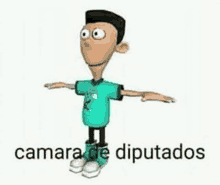 a cartoon character is standing with his arms outstretched and the words camara de diputados written below him .