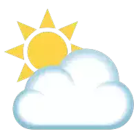 a cartoon illustration of a cloud with a sun in the background