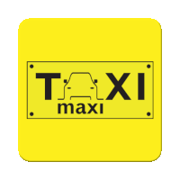 a yellow sign that says taxi maxi with a car on it