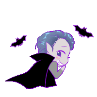 a cartoon drawing of a vampire with bats behind him