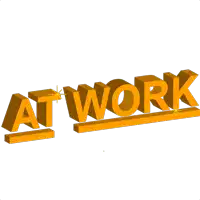 a 3d rendering of the word " at work "