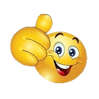 a smiley face is giving a thumbs up on a white background