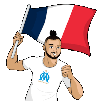 a cartoon of a man holding a flag that says " direct au but "