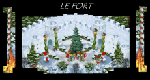 a christmas scene with the word le fort on the top