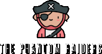 a logo for the phantom raiders shows a pirate with an eye patch and a x on his hat .