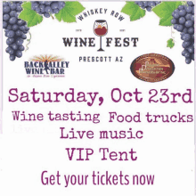 a poster for whiskey row wine fest on saturday oct 23rd