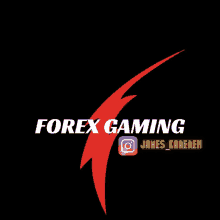 a logo for forex gaming has a red lightning bolt