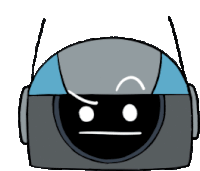 a cartoon drawing of a robot with an angry expression