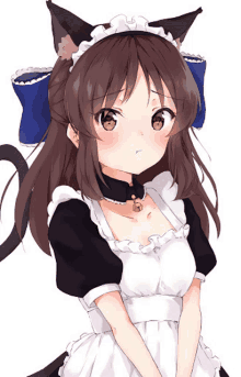 a girl in a maid outfit with cat ears on her head