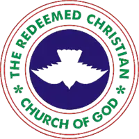 the logo for the redeemed christian church of god has a dove in the center