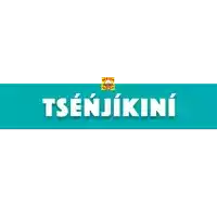 a blue and white sign that says tsenjikini