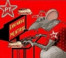 a cartoon of a mouse typing on a computer keyboard .