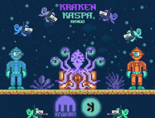 a video game called kraken kaspa kango with a purple octopus in the middle