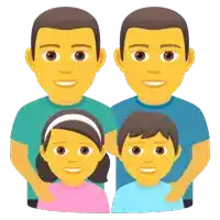 a cartoon illustration of a family with two boys and a girl