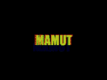 the word mamut is displayed in a rainbow of colors