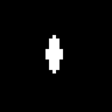 a white cross on a black background that looks like a minecraft character