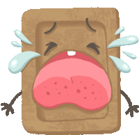 a cartoon drawing of a brick with its mouth open and tears coming out of it 's eyes