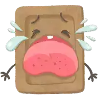 a cartoon drawing of a brick with its mouth open and tears coming out of it 's eyes