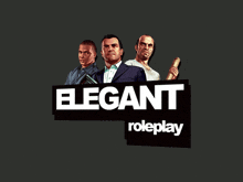 a logo for elegant roleplay with three men in suits