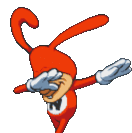 a cartoon character in a red hat is covering his eyes with his hand .