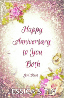 a card that says happy anniversary to you both on it