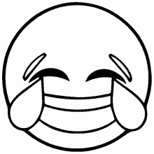 a black and white drawing of a laughing face with tears coming out of it 's eyes