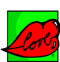 a drawing of a red heart with the word love on it