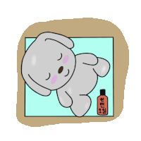 a cartoon drawing of a teddy bear laying down next to a bottle of lotion