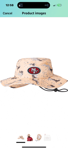 a screenshot of a 49ers hat on a cell phone