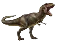 a t-rex with its mouth open and sharp teeth