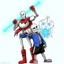 a drawing of papyrus and sans from undertale by laytonsgal