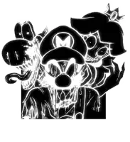 a black and white drawing of mario , luigi and princess peach