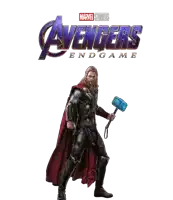 a poster for the movie avengers endgame with thor holding a hammer