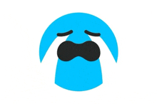 a blue cartoon smiley face with tears coming out of its eyes .